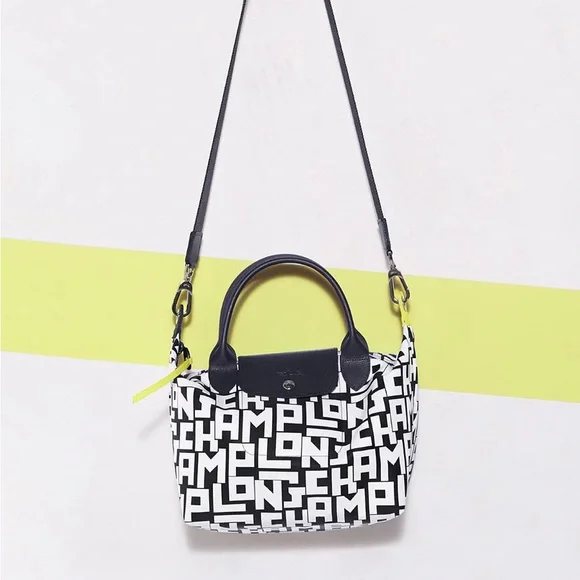 Longchamp Black and White Graphic Tote - Picture 5 of 8